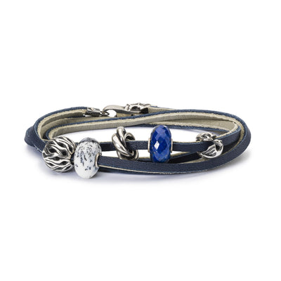 Leather Bracelet Dark Blue/Light Grey